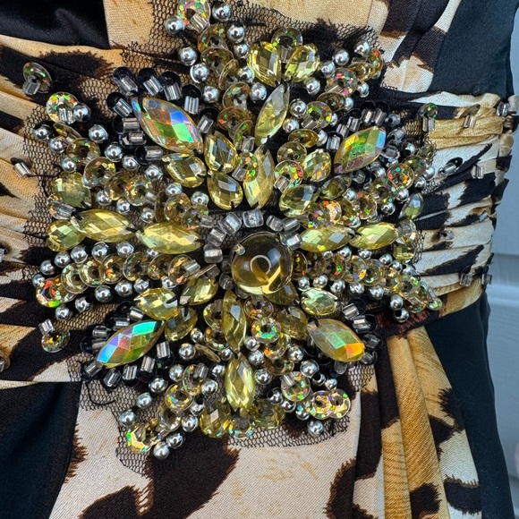 Cinderella Elegant Black and Leopard Print Gown SIZE - Picture 5 of 14